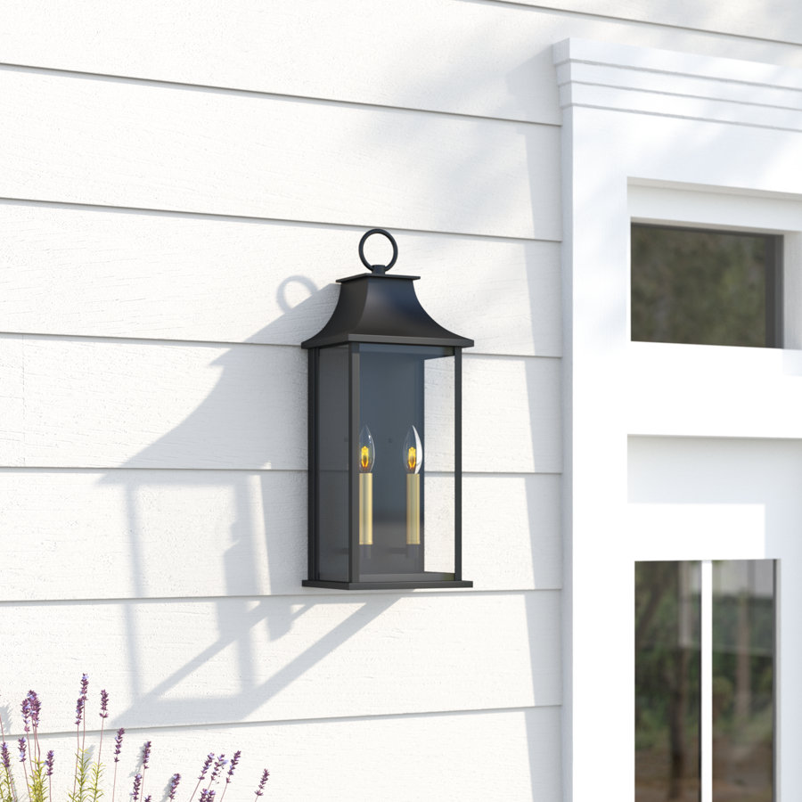 Alletta 2 - Light 21'' H Dimmable Metal Cage Glass Wall Light with Dusk to Dawn